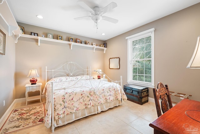 1788 Lorain Cir, Cantonment, FL 32533 - bedroom with light tile patterned floors, recessed lighting, baseboards, and ceiling fan