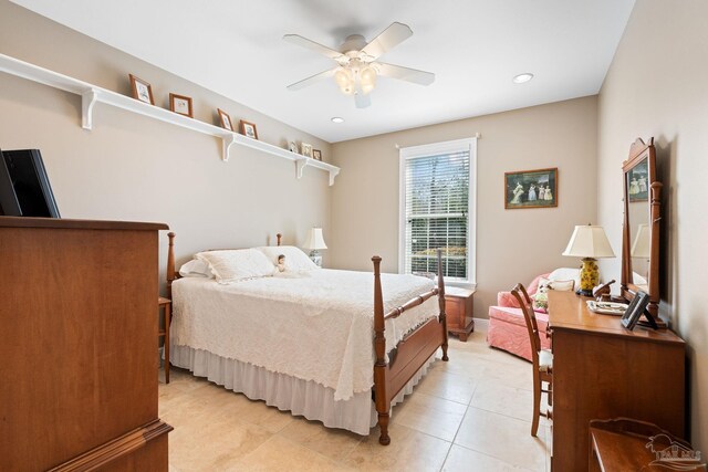 1788 Lorain Cir, Cantonment, FL 32533 - bedroom featuring light tile patterned floors, a ceiling fan, and recessed lighting