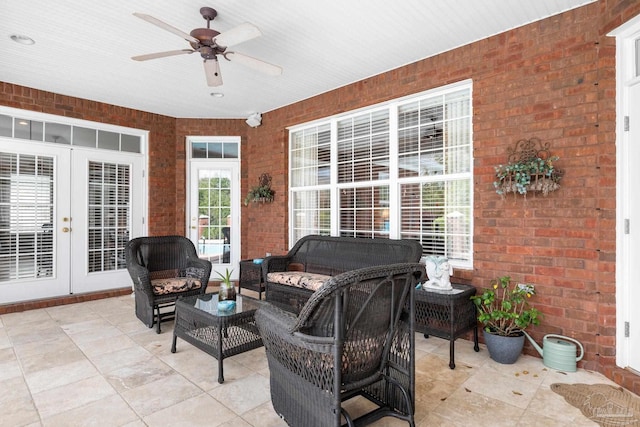 1788 Lorain Cir, Cantonment, FL 32533 - view of patio with french doors, a ceiling fan, and an outdoor living space