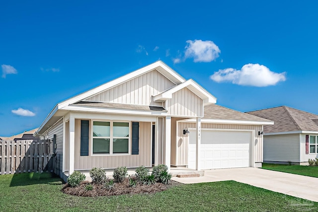 7581 Steeplechase Blvd, Pensacola, FL 32526 - view of front facade with a garage, concrete driveway, board and batten siding, and a porch