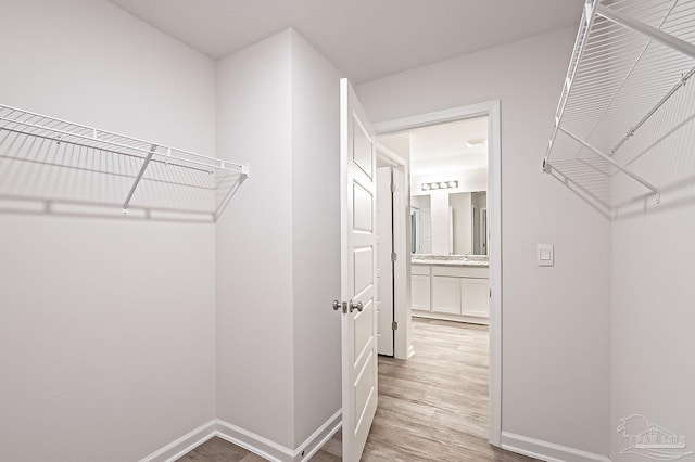 7581 Steeplechase Blvd, Pensacola, FL 32526 - spacious closet with light wood-style floors and a sink
