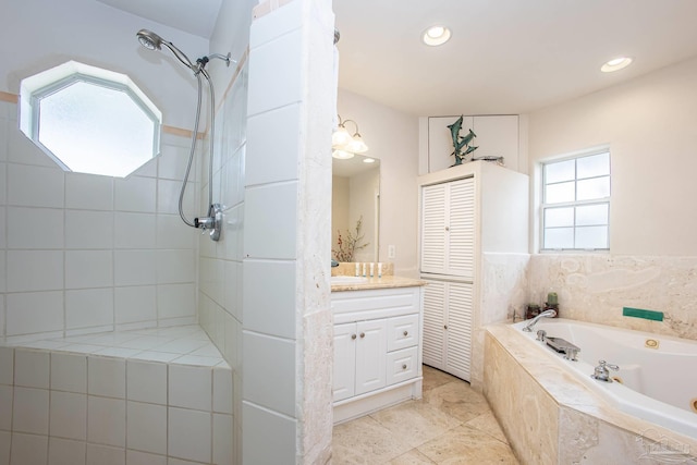 bathroom with tile patterned floors and vanity