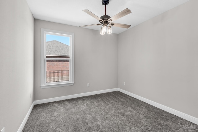 empty room with carpet and ceiling fan