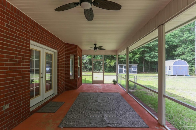 3640 Schifko Rd, Cantonment, FL 32533 - sunroom / solarium featuring ceiling fan and french doors