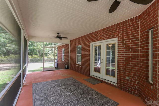 3640 Schifko Rd, Cantonment, FL 32533 - unfurnished sunroom with ceiling fan and french doors