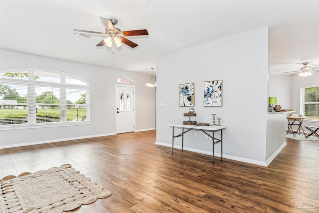 3640 Schifko Rd, Cantonment, FL 32533 - foyer with a ceiling fan, hardwood / wood-style flooring, and baseboards