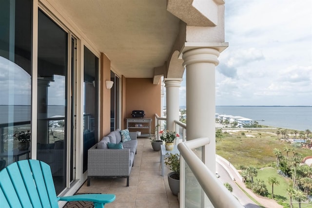 balcony with a water view