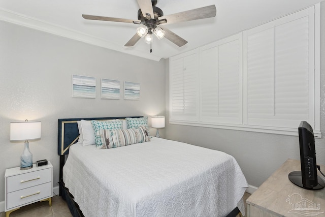 18 Via Deluna Dr Unit 603, Pensacola Beach, FL 32561 - bedroom with ceiling fan and tile patterned flooring