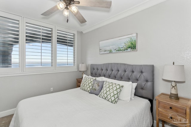18 Via Deluna Dr Unit 603, Pensacola Beach, FL 32561 - bedroom with a ceiling fan and crown molding