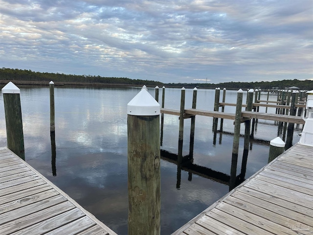 view of dock featuring a water view