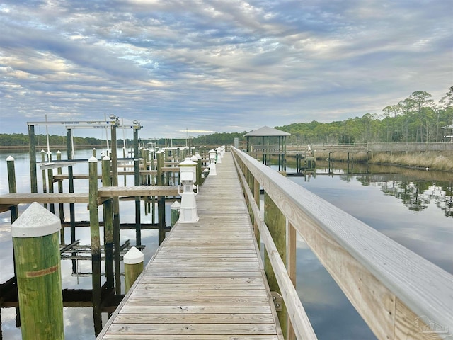 view of dock featuring a water view