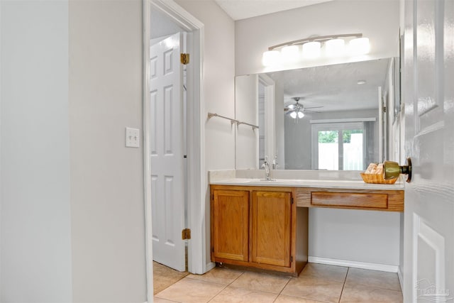 bathroom with vanity and tile patterned floors