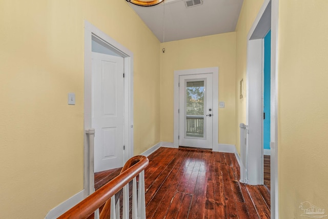 interior space with dark wood-type flooring