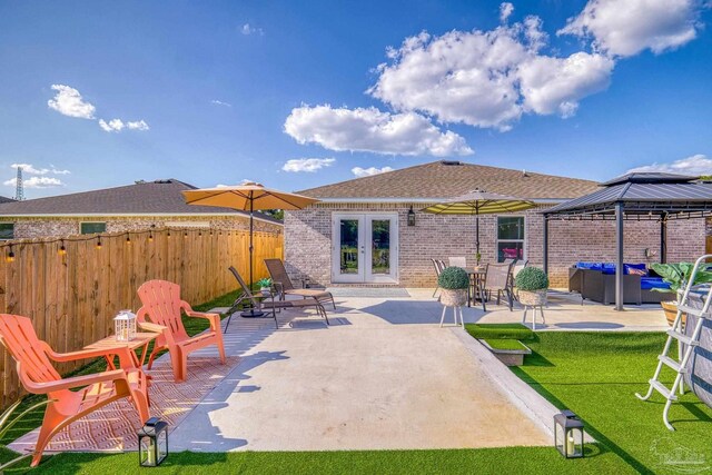 view of yard featuring a patio and a gazebo