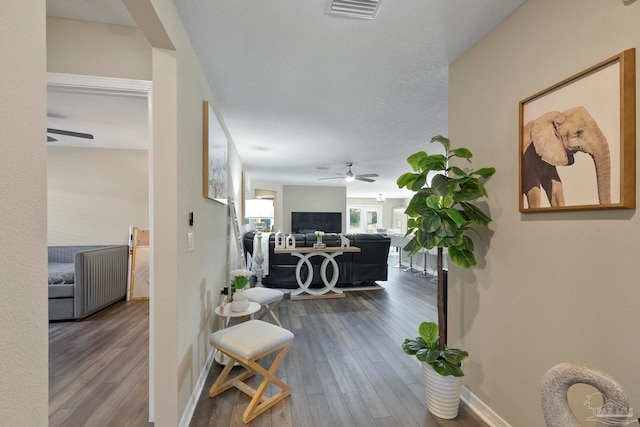 corridor with hardwood / wood-style floors