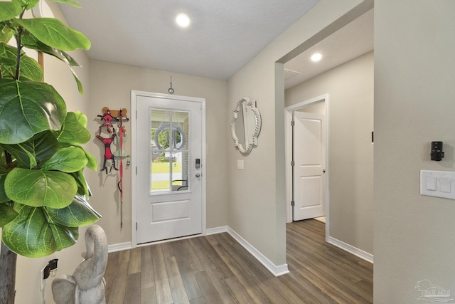 foyer entrance with baseboards and dark wood finished floors