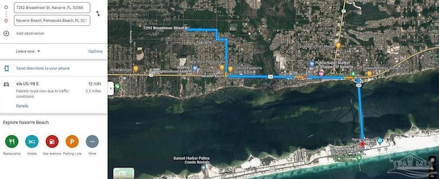 7292 Broadmoor St, Navarre, FL 32566 - map / location featuring property parcel outlined