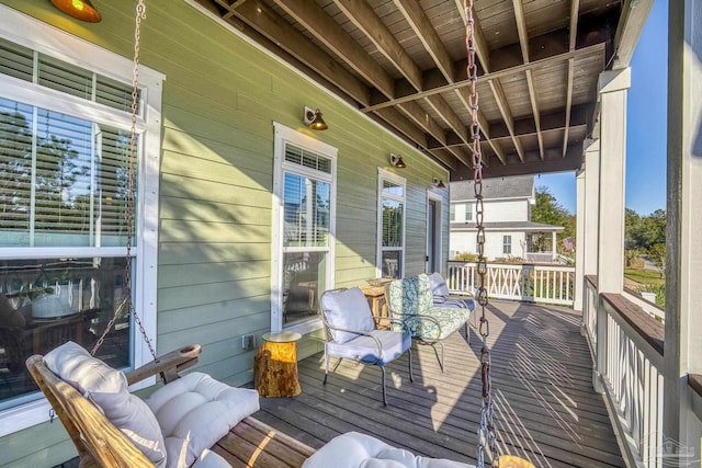 wooden deck with covered porch