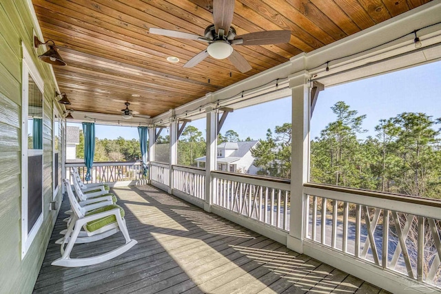 deck featuring ceiling fan