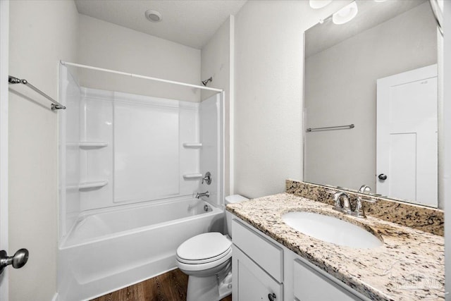 10826 Blacktail Loop, Pensacola, FL 32526 - bathroom with vanity, wood finished floors, toilet, and shower / bath combination