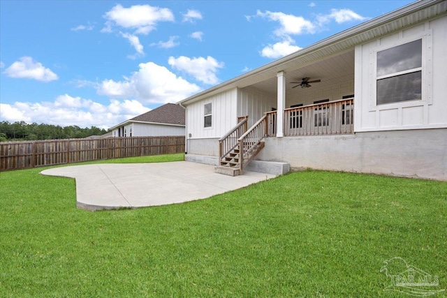 10826 Blacktail Loop, Pensacola, FL 32526 - rear view of property with board and batten siding, ceiling fan, and a patio