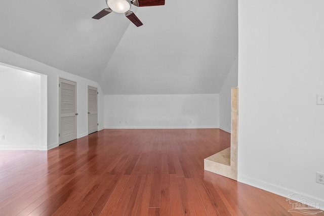 1567 Whisper Bay Blvd, Gulf Breeze, FL 32563 - bonus room featuring ceiling fan, wood finished floors, vaulted ceiling, and baseboards