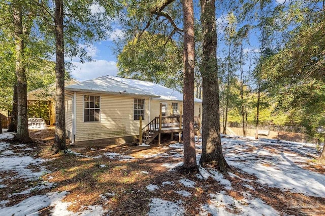 view of snow covered property