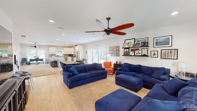 living room featuring light hardwood / wood-style floors