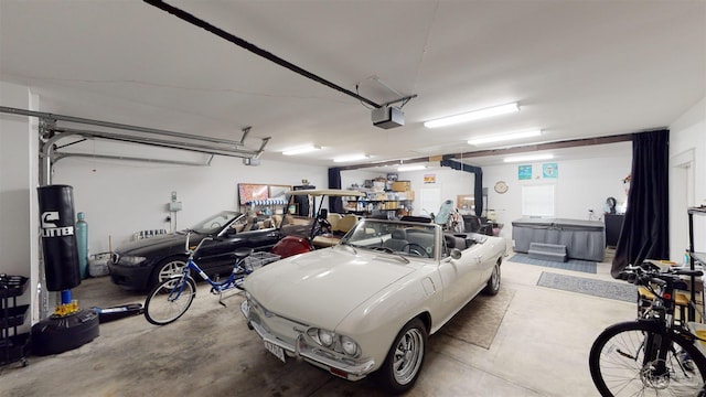 garage with a garage door opener