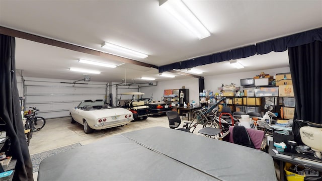 garage with a garage door opener