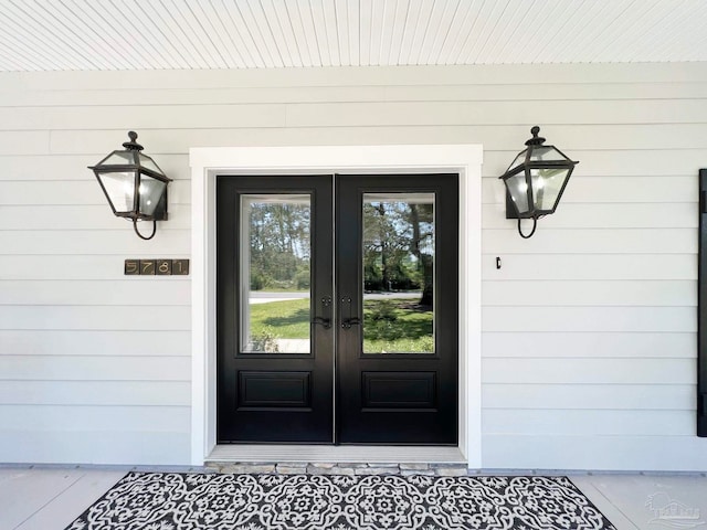 doorway to property with french doors