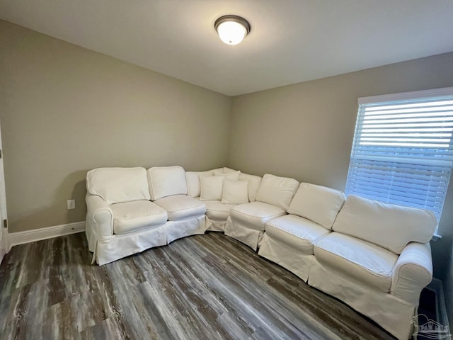 living room featuring dark hardwood / wood-style floors