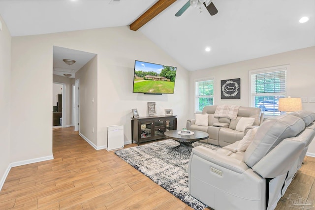 106 W Meadow Dr, Atmore, AL 36502 - living area featuring light wood-style flooring, a ceiling fan, recessed lighting, and baseboards