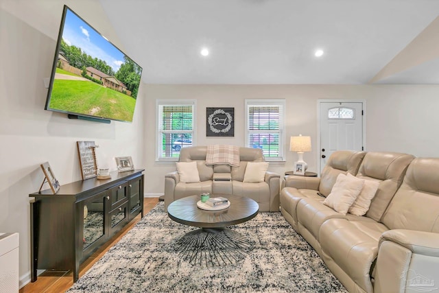 106 W Meadow Dr, Atmore, AL 36502 - living room featuring wood finished floors, recessed lighting, and baseboards