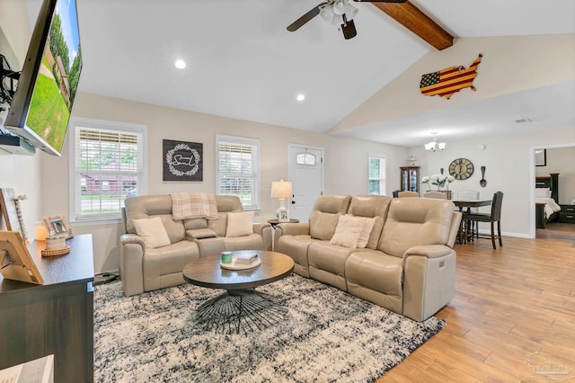 106 W Meadow Dr, Atmore, AL 36502 - living area featuring ceiling fan, light wood-style flooring, a chandelier, recessed lighting, and baseboards