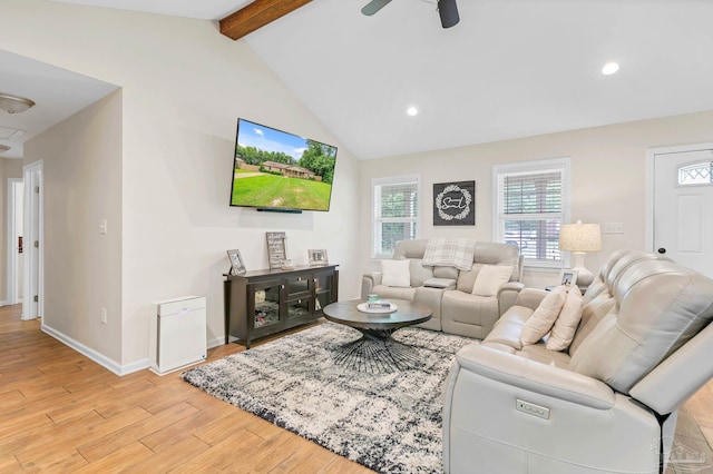 106 W Meadow Dr, Atmore, AL 36502 - living room with light wood-type flooring, recessed lighting, ceiling fan, and baseboards