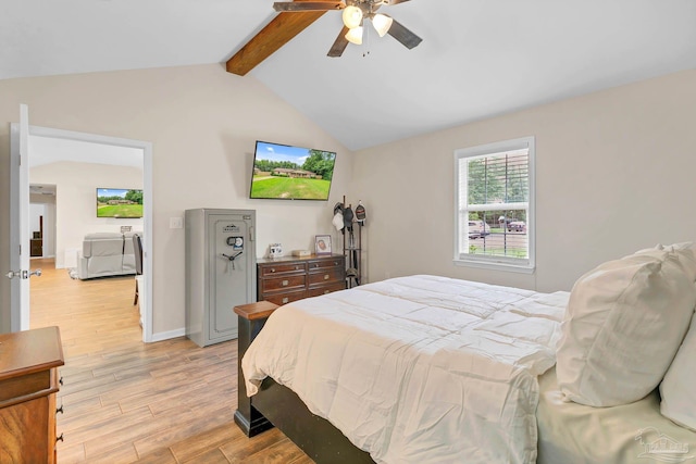 106 W Meadow Dr, Atmore, AL 36502 - bedroom with light wood finished floors, a ceiling fan, and baseboards
