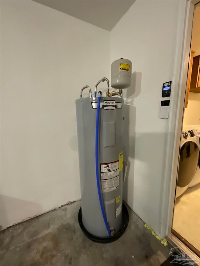 utility room with water heater