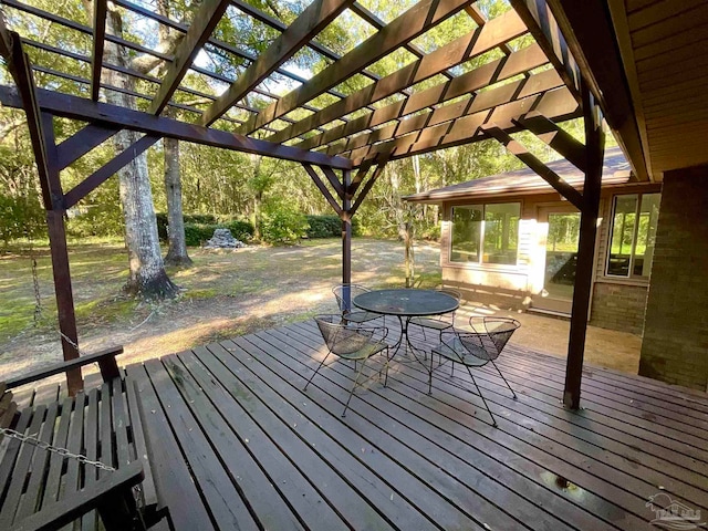 wooden terrace with a pergola