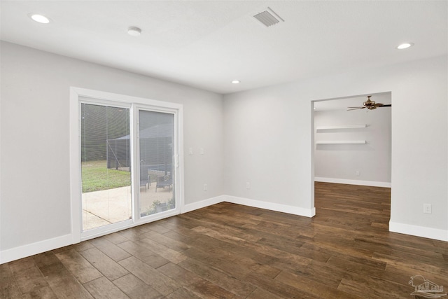 9852 Hillview Dr, Pensacola, FL 32514 - unfurnished room with wood finished floors, recessed lighting, baseboards, and a ceiling fan