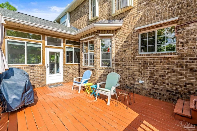 deck featuring area for grilling