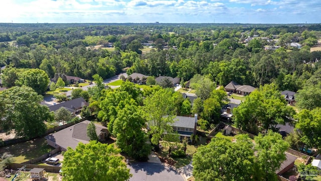 birds eye view of property featuring a residential view and a view of trees