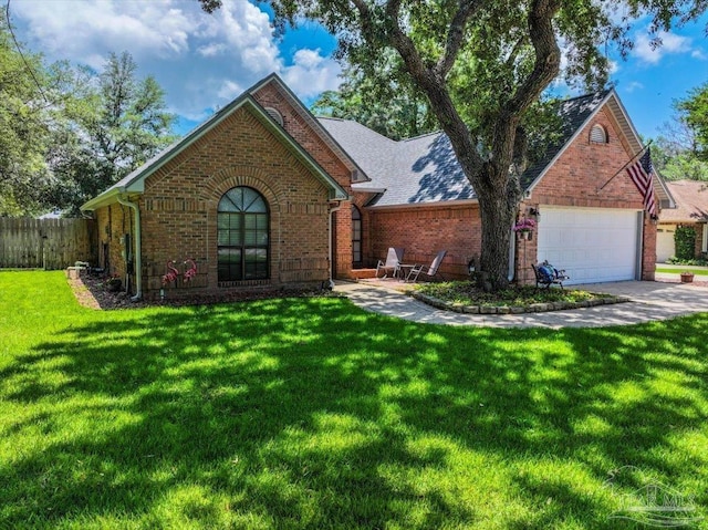 2574 1st Ct, Navarre, FL 32566 - view of front of house with brick siding, an attached garage, and driveway