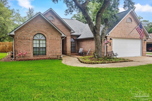 2574 1st Ct, Navarre, FL 32566 - view of front of property featuring brick siding, an attached garage, driveway, and roof with shingles
