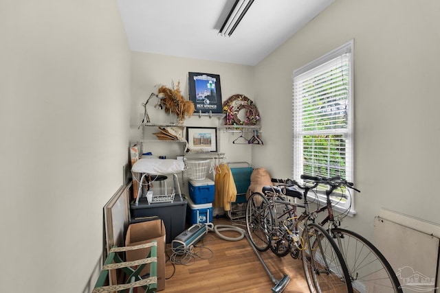 miscellaneous room featuring hardwood / wood-style floors