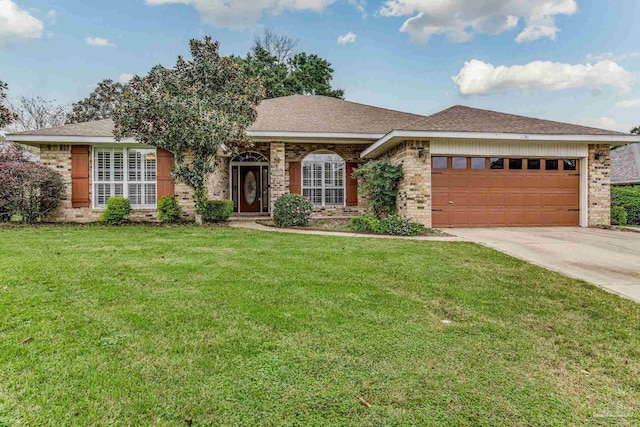 view of front of home featuring a garage and a front yard