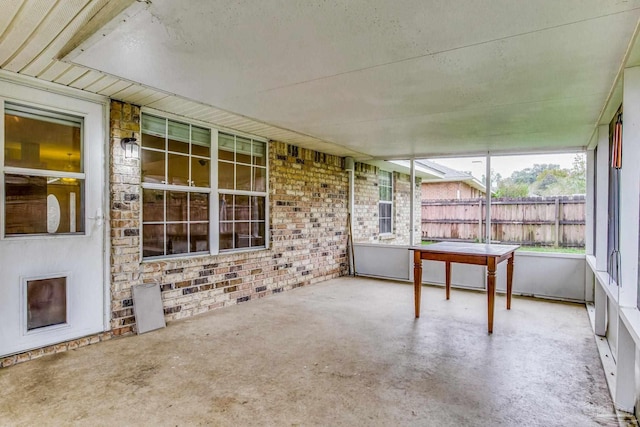 view of unfurnished sunroom