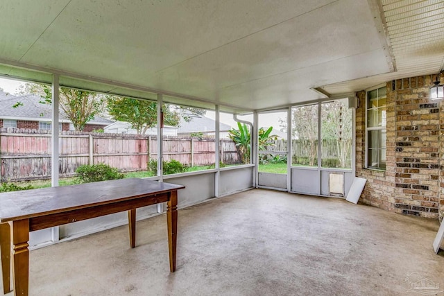 view of unfurnished sunroom