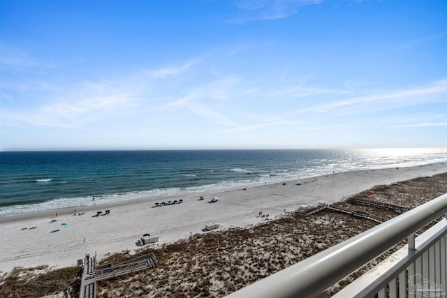 property view of water featuring a view of the beach