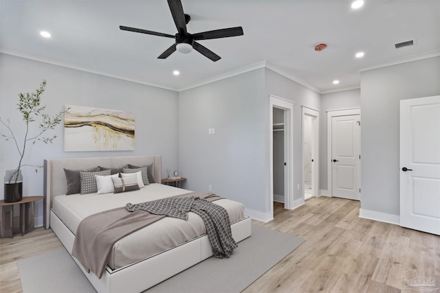 9616 Indian Stone Ct Lot 8, Navarre, FL 32566 - bedroom featuring recessed lighting, crown molding, visible vents, and light wood-style flooring